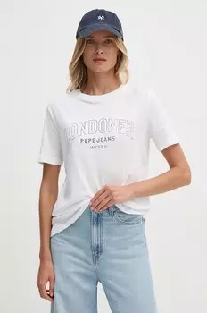 Хлопковая футболка Gabby Pepe Jeans, белый