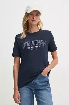 Хлопковая футболка Gabby Pepe Jeans, темно-синий