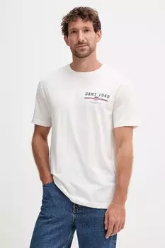 Хлопковая футболка Gant, белый