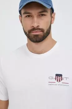 Хлопковая футболка Gant, белый