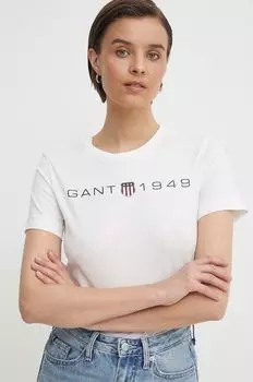 Хлопковая футболка Gant, белый