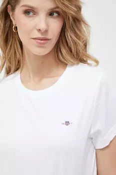 Хлопковая футболка Gant, белый
