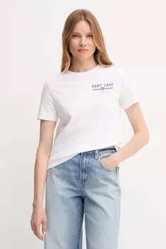 Хлопковая футболка Gant, белый