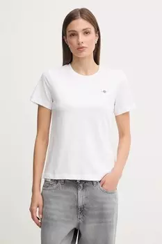 Хлопковая футболка Gant, белый