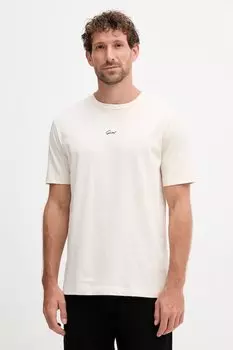 Хлопковая футболка Gant, бежевый