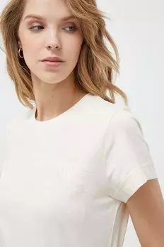 Хлопковая футболка Gant, бежевый