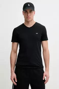 Хлопковая футболка Gant, черный