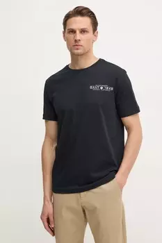 Хлопковая футболка Gant, черный