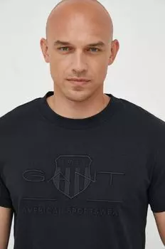 Хлопковая футболка Gant, черный