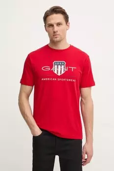 Хлопковая футболка Gant, красный