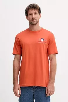 Хлопковая футболка Gant, оранжевый
