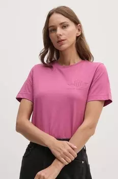 Хлопковая футболка Gant, розовый