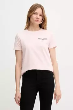 Хлопковая футболка Gant, розовый
