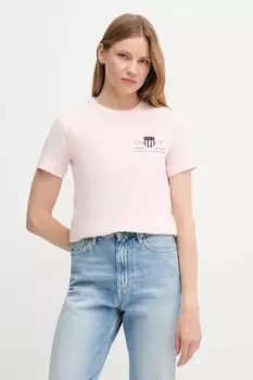 Хлопковая футболка Gant, розовый
