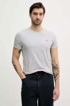 Хлопковая футболка Gant, серый