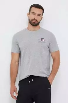 Хлопковая футболка Gant, серый