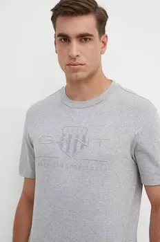 Хлопковая футболка Gant, серый