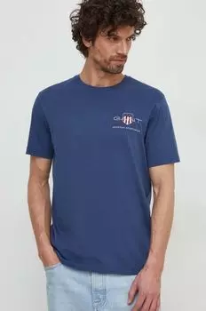 Хлопковая футболка Gant, синий