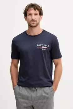 Хлопковая футболка Gant, темно-синий