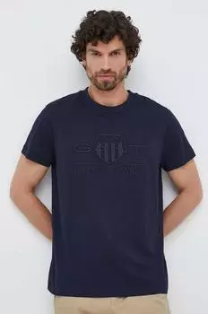 Хлопковая футболка Gant, темно-синий