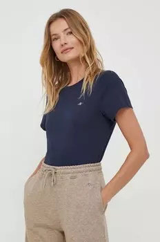 Хлопковая футболка Gant, темно-синий