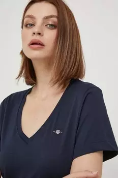 Хлопковая футболка Gant, темно-синий