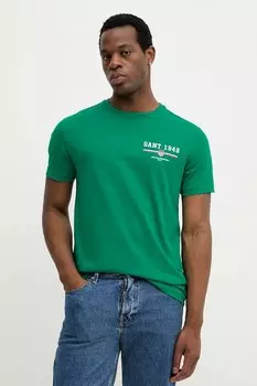 Хлопковая футболка Gant, зеленый