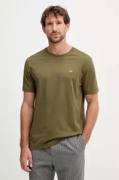 Хлопковая футболка Gant, зеленый
