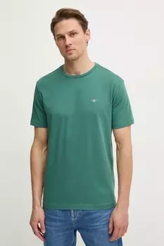 Хлопковая футболка Gant, зеленый