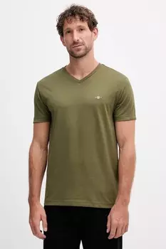 Хлопковая футболка Gant, зеленый