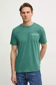 Хлопковая футболка Gant, зеленый