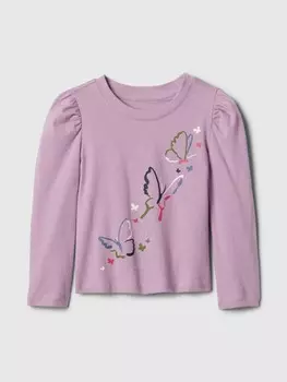 Хлопковая футболка Gap, фиолетовый