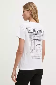Хлопковая футболка GENEVIVE Pepe Jeans, белый