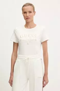 Хлопковая футболка GLORIA Guess, белый