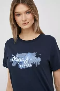 Хлопковая футболка Goldie Pepe Jeans, темно-синий