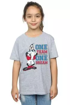 Хлопковая футболка Goofy One Team One Dream Disney, серый