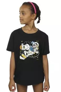 Хлопковая футболка Goofy Reading In Space Disney, черный