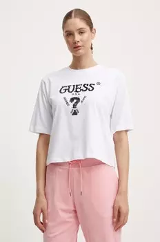 Хлопковая футболка Guess AURLIE, белый