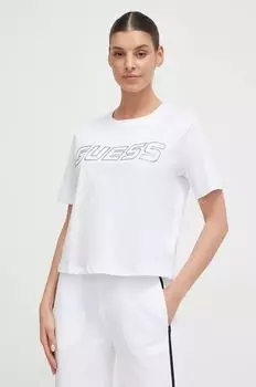 Хлопковая футболка Guess, белый