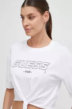 Хлопковая футболка Guess, белый