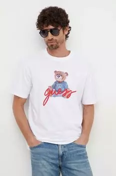 Хлопковая футболка Guess, белый