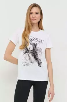 Хлопковая футболка Guess, белый