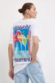 Хлопковая футболка Guess, белый