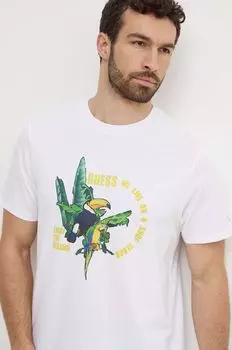 Хлопковая футболка Guess, белый