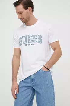 Хлопковая футболка Guess, белый