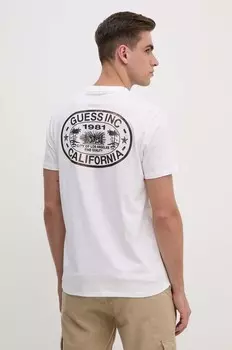 Хлопковая футболка Guess, белый