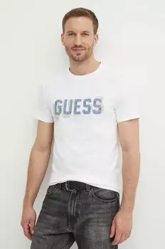 Хлопковая футболка Guess, белый