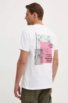 Хлопковая футболка Guess, белый