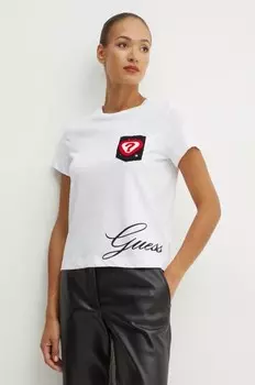 Хлопковая футболка Guess, белый