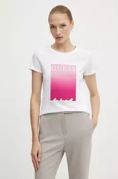 Хлопковая футболка Guess, белый